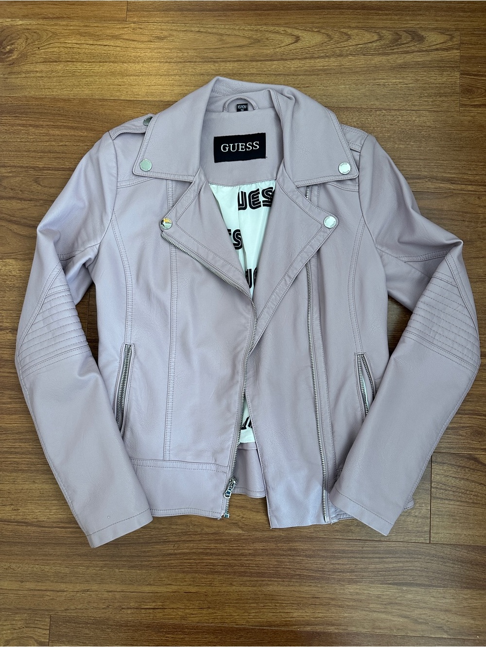 GUESS Lilac Moto-Style Faux Leather Jacket